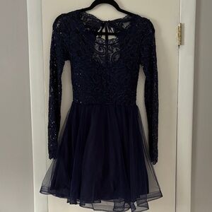 Elegant Navy Lace Dress